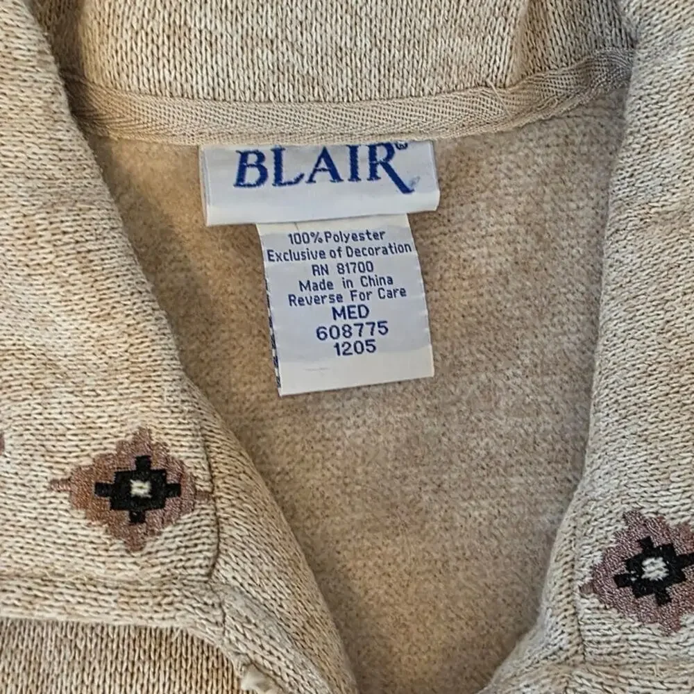 Blair y2k Giraffe Full Zip Knit Tan Embroidered Applique Sweater Vest Womens M - Picture 5 of 7